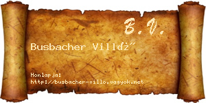 Busbacher Villő névjegykártya